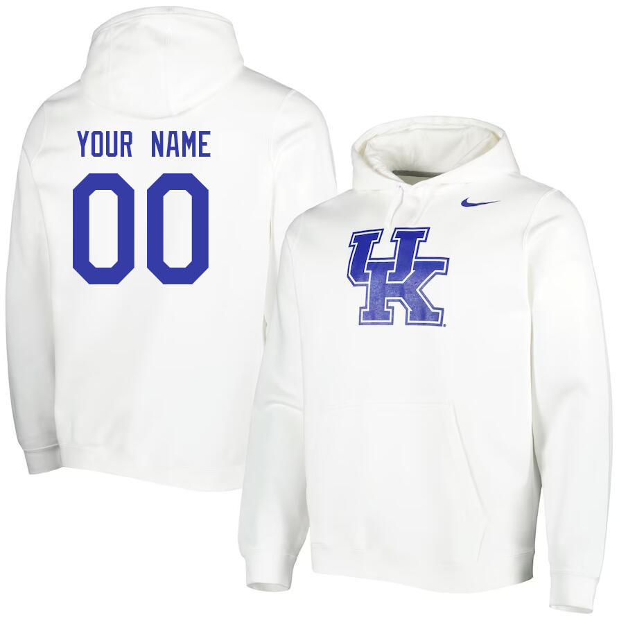 Custom Kentucky Wildcats Name And Number College Hoodie-White - Click Image to Close